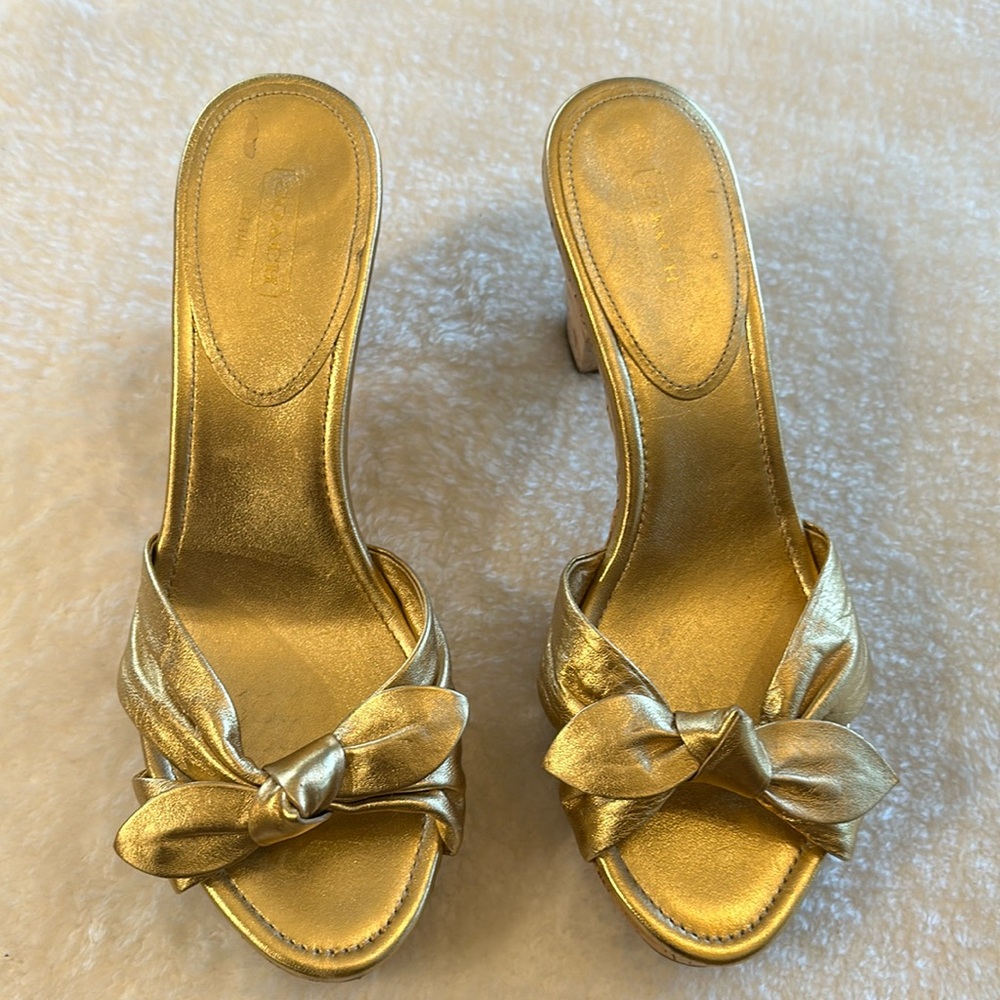 Coach gold sandals.